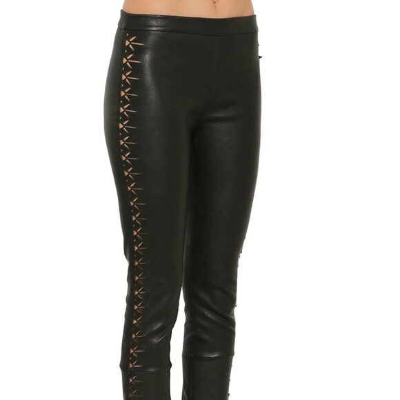 HAIDER ACKERMANN • SS2019 Laser Cut Black Leather Leggings FR 38 US 6-8 M IT 42 - Picture 8 of 12